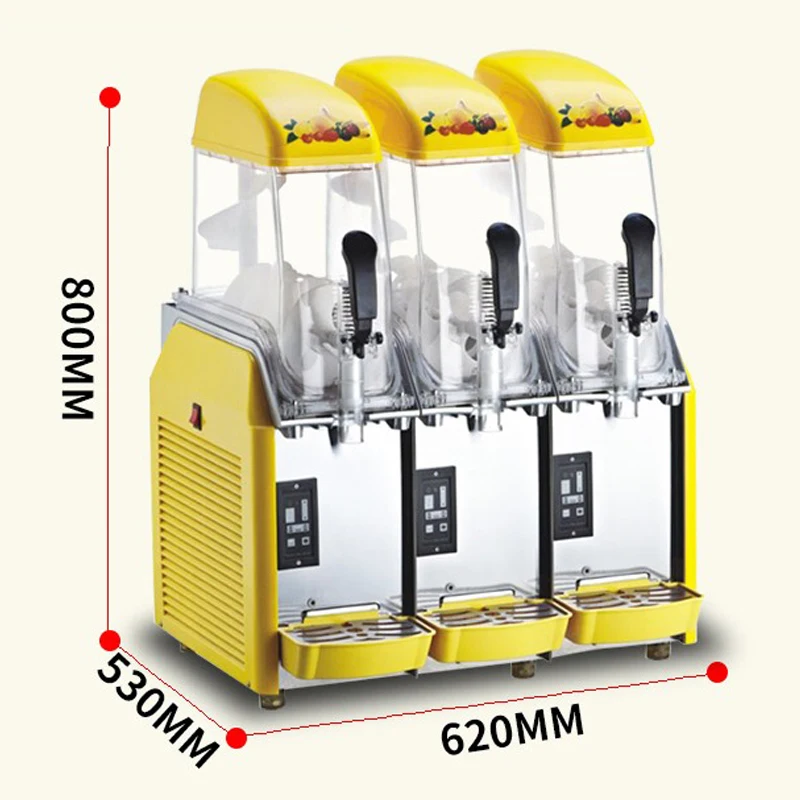 12-36L Snow Melting Machine Commercial Three-Cylinder Double Mud Cold Drink Beverage Juicer Self-Service Smoothie