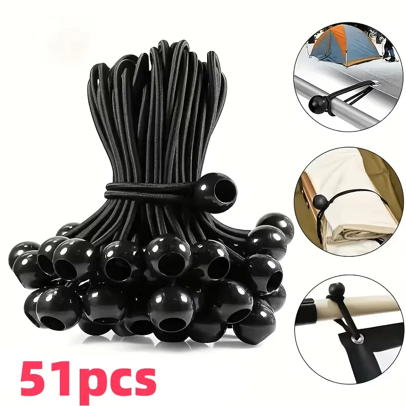 Elastic Ball Rope Bungee Cords Portable Tent Fixing Tarpaulin Awning Canopy Tarp Tie Down Camper Van Camping Tent Accessories