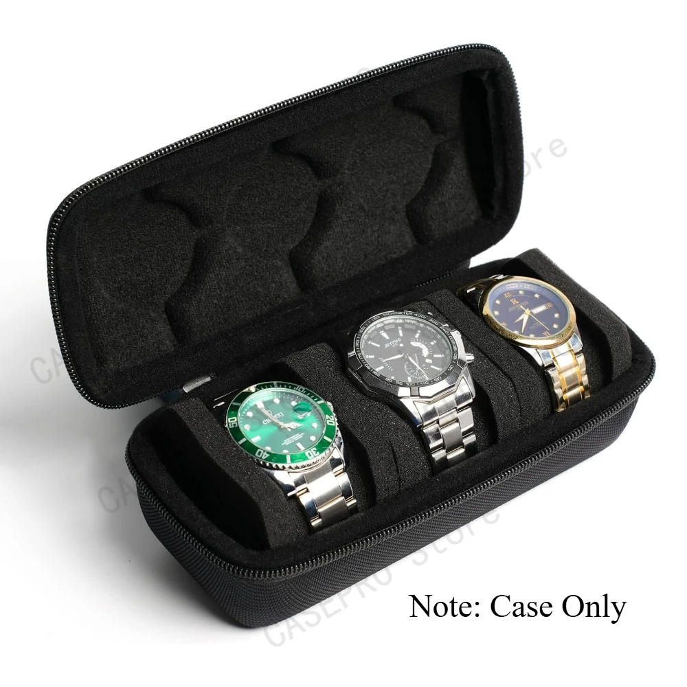 Premium Hard-Shell 3 Slots Watch Travel Case - Protective Storage Organizer Box for Men and Women's Watches - Shock-Resistant