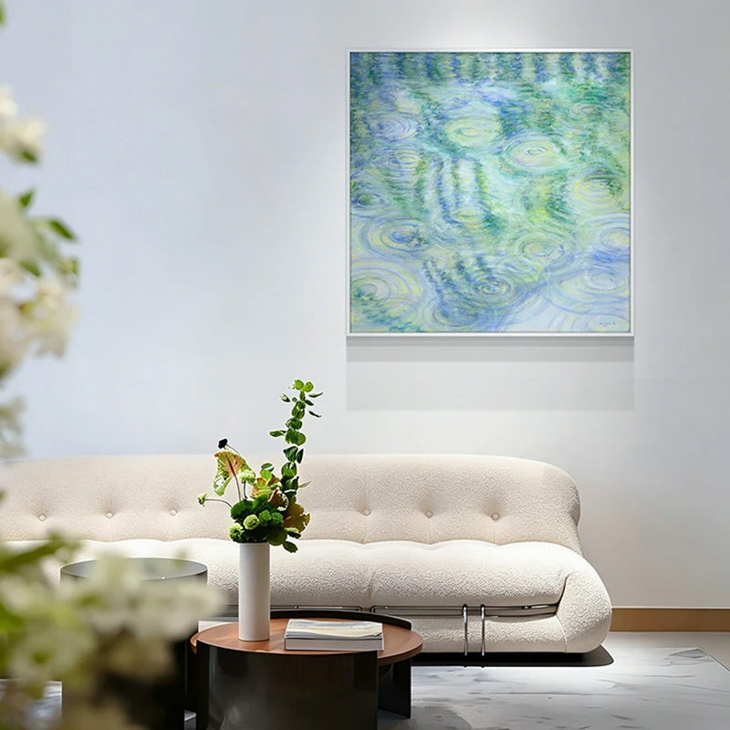 Artist Signed Limited Edition Prints -Impressionist Water Ripples Canvas Wall Art, Serene Blue Green Art, Framed & Ready to Hang