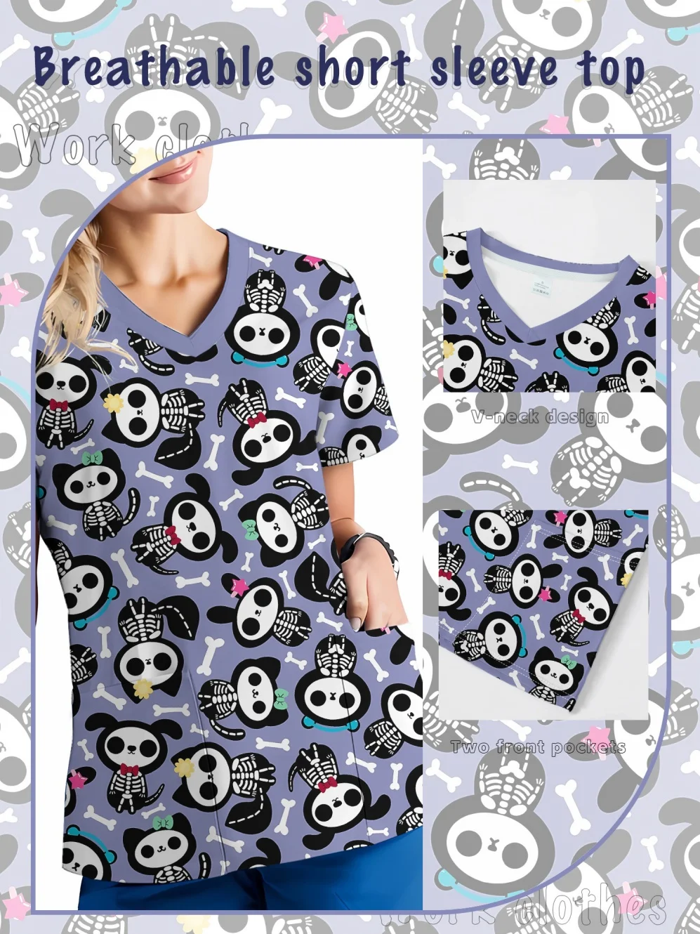 uniforme-cirurgico-feminino-com-estampa-de-desenho-animado-para-halloween-confortavel-com-decote-em-v-e-bolso-blusa-de-enfermagem-casual-para-dentistas-e-uniformes-medicos-de-spa