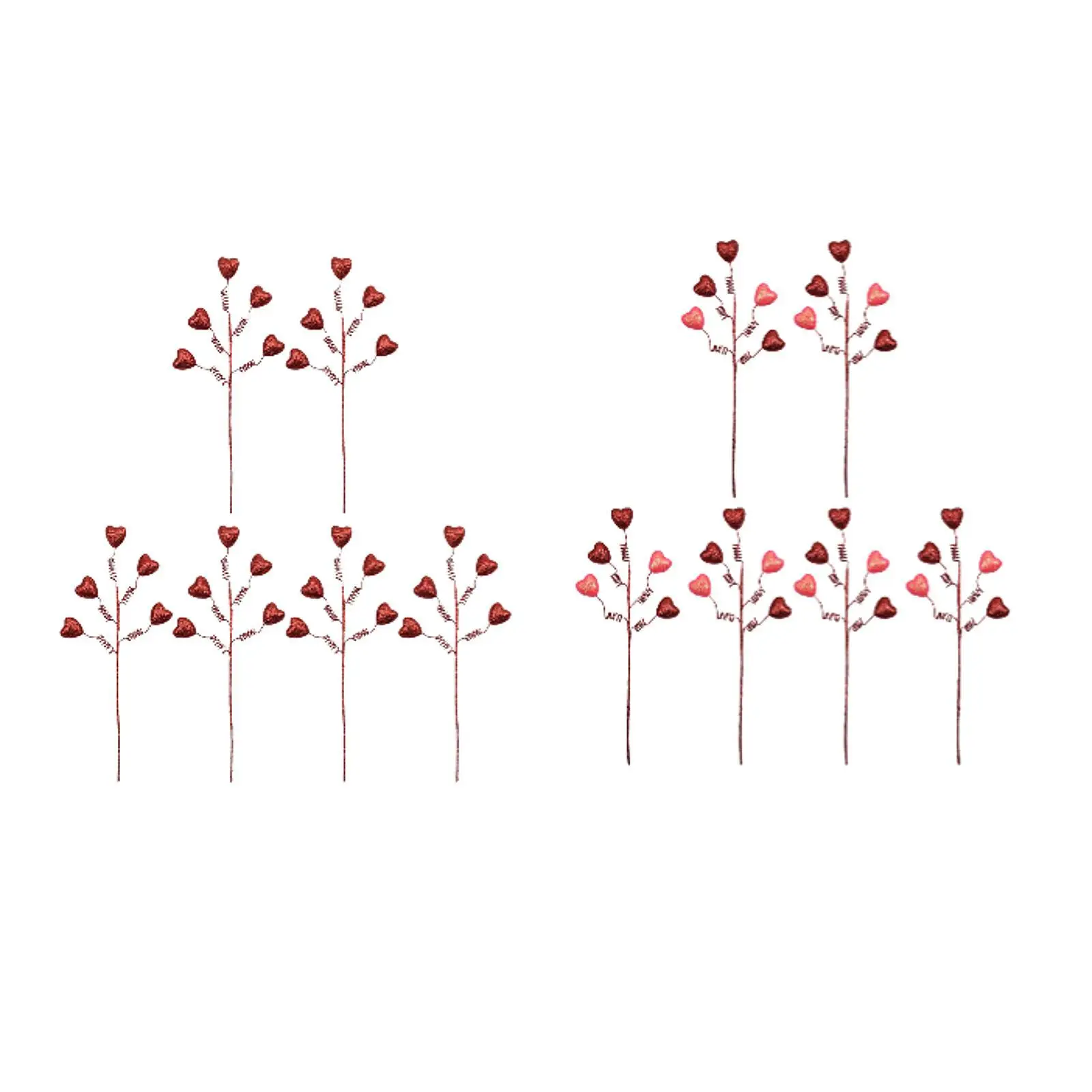 Heart Shaped Artificial Floral Picks Plastic Wedding Table Centerpiece for Valentines Day Gift Anniversary Party Decor