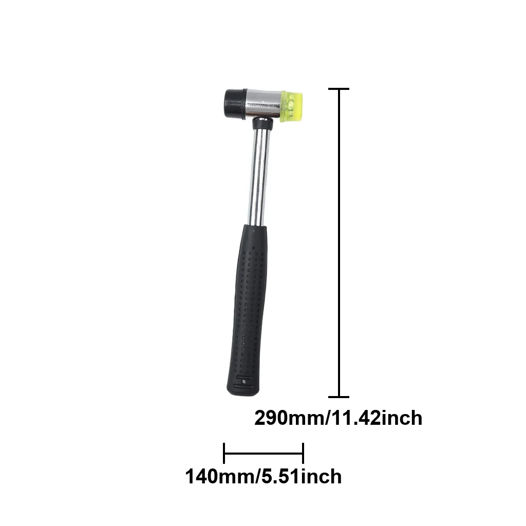 Rubber Mallet 25mm 2Pcs, Steel Handle Soft Head Non-Marking Tapping Hammer for Tile Flooring Woodworking Installation Repair