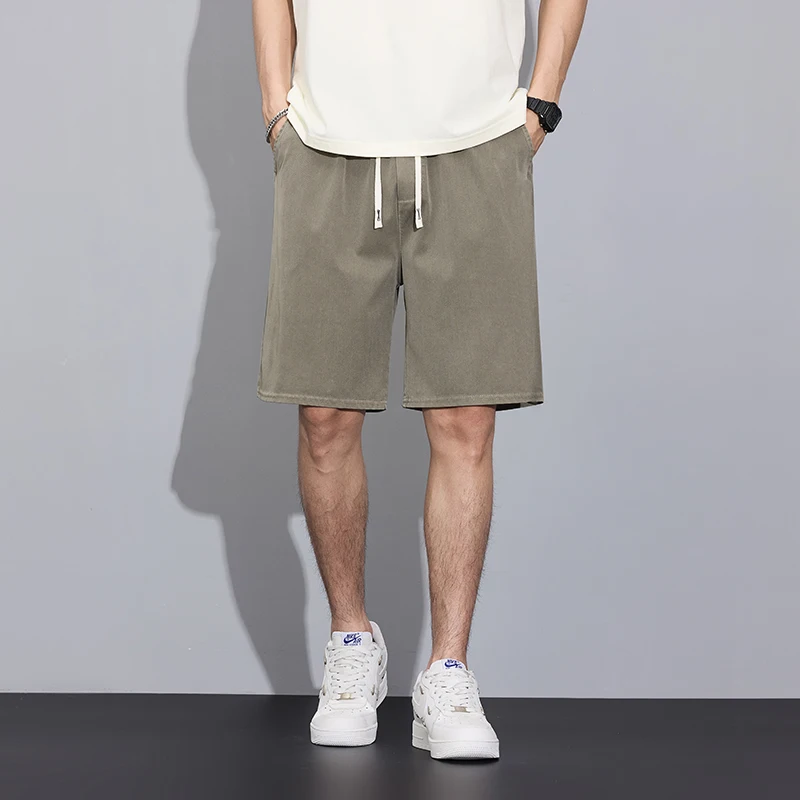 

Мужские свободные освежающие повседневные шорты из лиоцелла, лето-осень 2024, тонкие уличные шорты с завязками