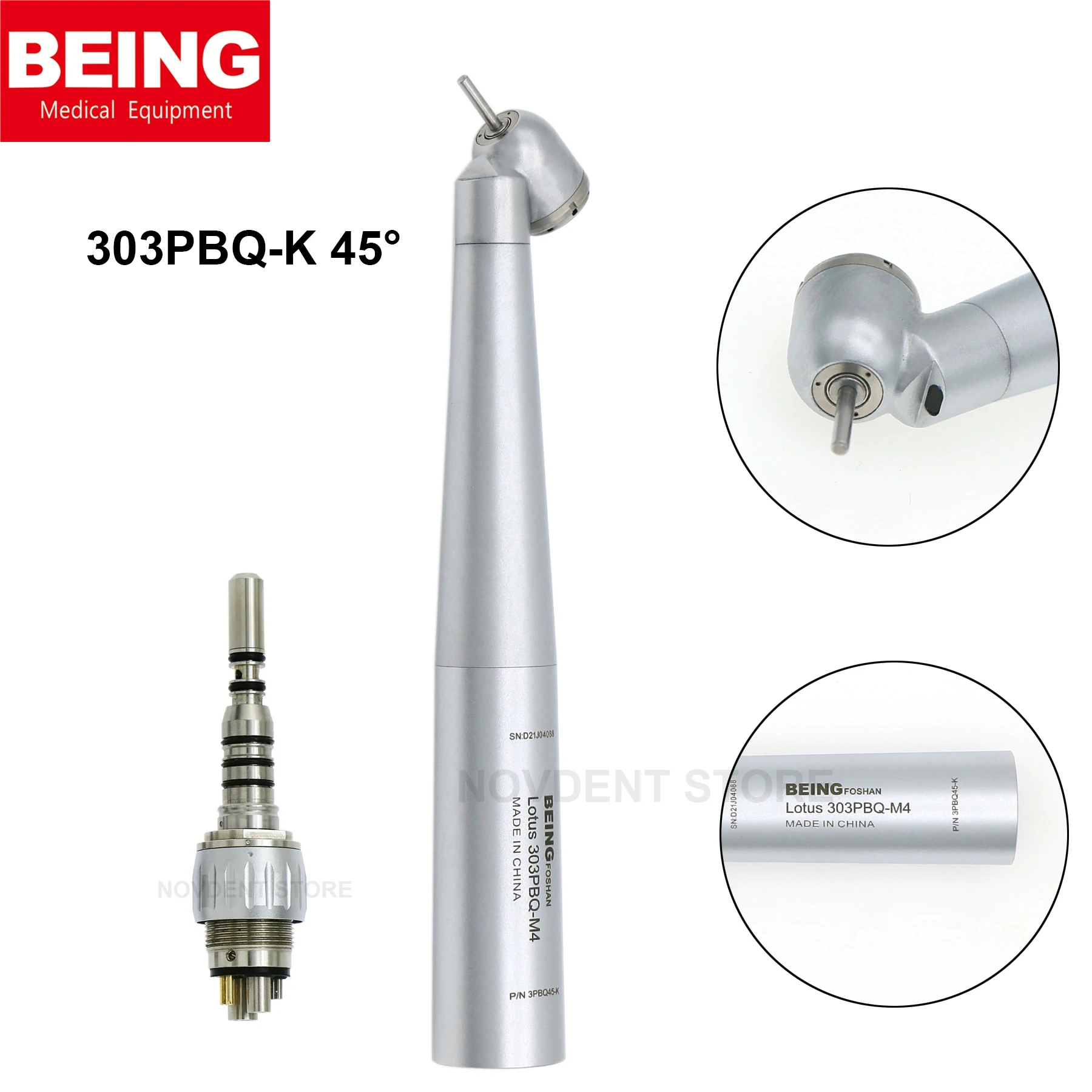 303PBQ-K BEING Dental 45 Degree Surgical High Speed Fiber Optic Handpiece fit KAVO MULTIflex 4/6 Holes