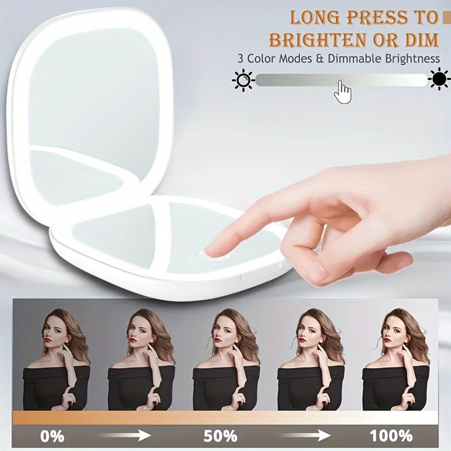 3-Color LED Lighted Makeup Mirror | 1X/2X/3X Magnification, USB Rechargeable & Foldable Portable Vanity for Perfect Mak