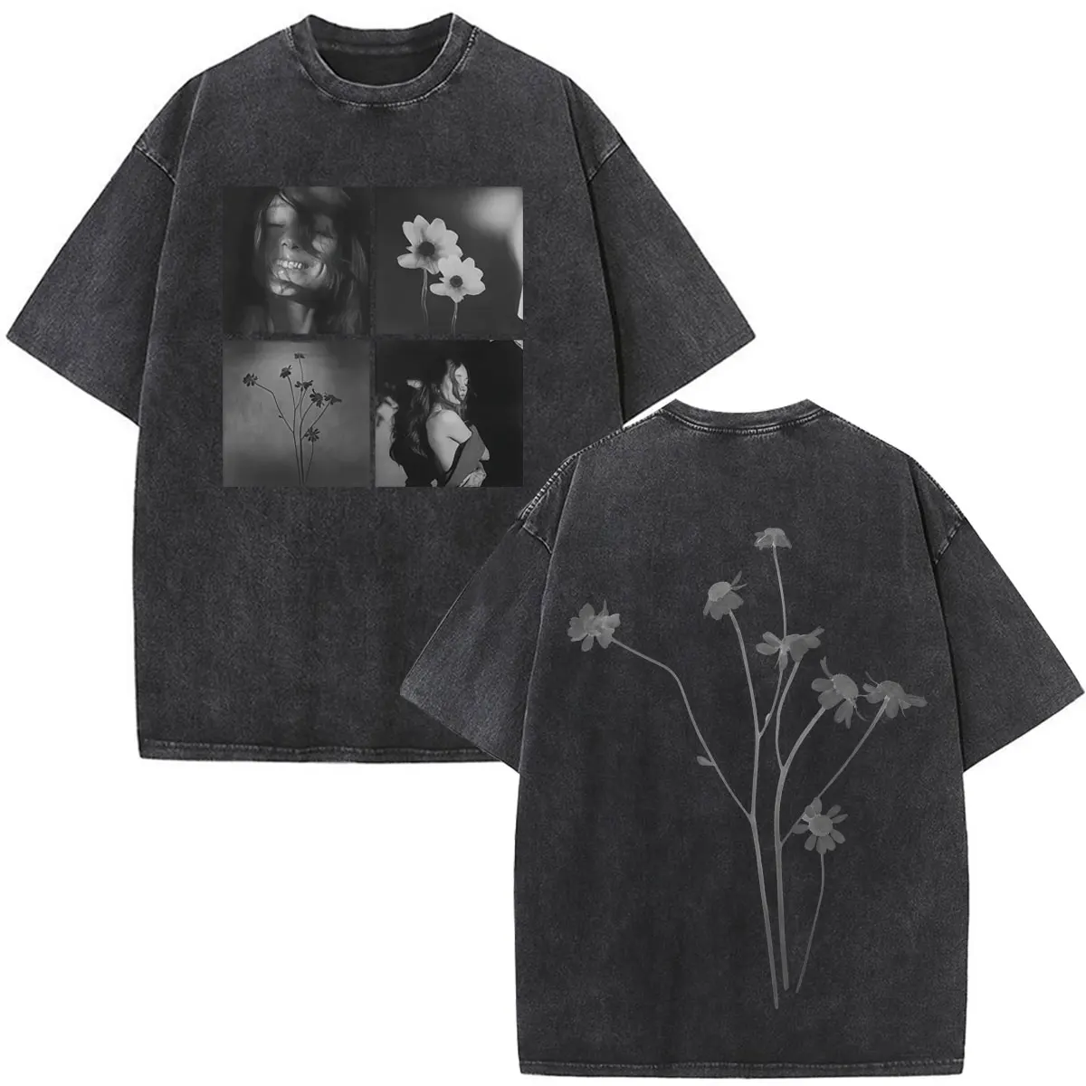 Customization Ariana Grande Album Petal 2026 Print Vintage Washed Tees Men Women Fashion T-Shirt Short-sleeved Loose Cotton Over