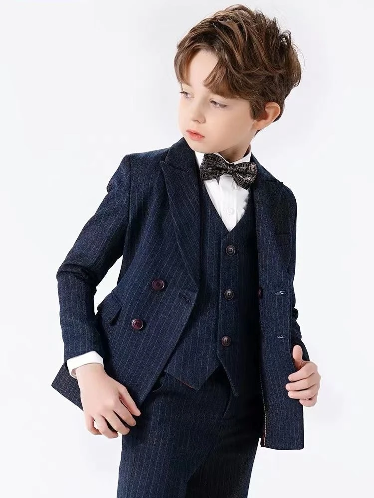 Boys Formal Suit Set Blazer Vest Pants for Wedding Party Piano Performance Page Boy Outfit