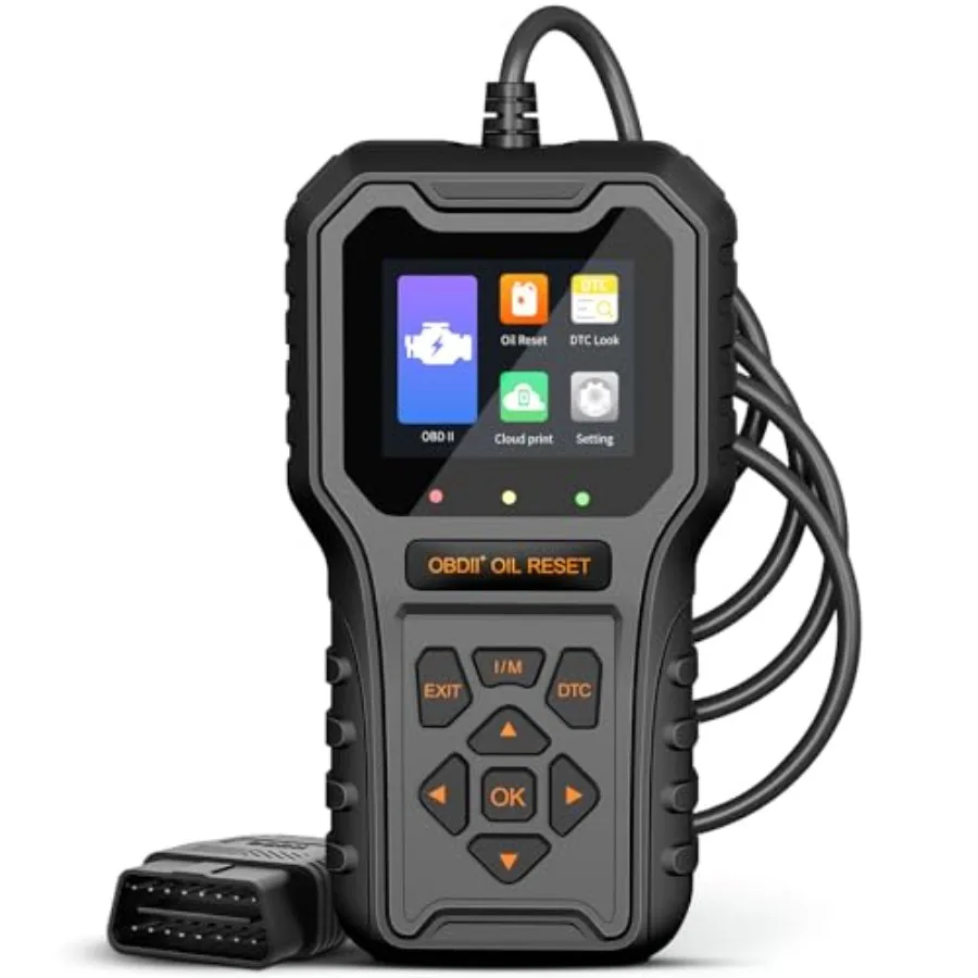 

OBD2 Car Code Reader for Check Engine Light and Oil Reset, Black Plastic Diagnostic Tool for Vehicles 1996+, Fault Code Clear a