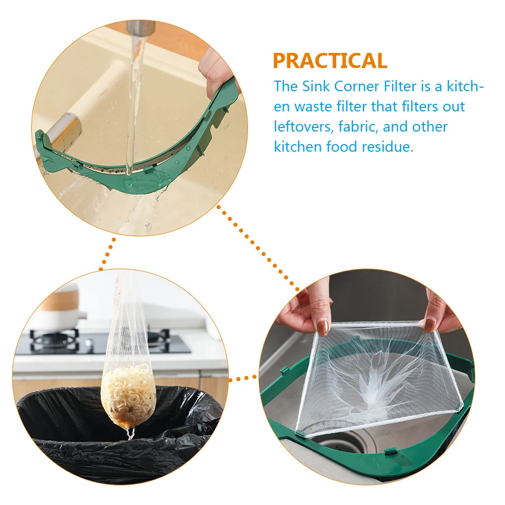

1Set Kitchen Sink Strainer Triangle Rack Foldable Storage Multipurpose Drain Basket Mesh Filter Net Sink Strainer