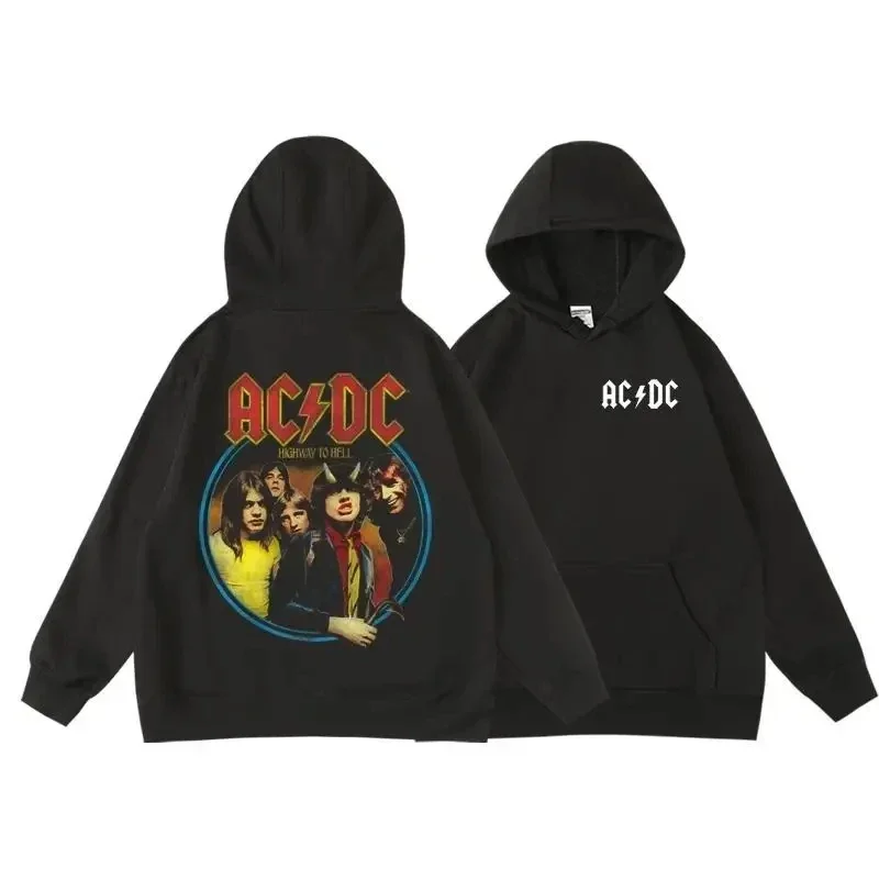 

Men's and Women's Autumn and Winter Pullover with Plush Hooded Sweatshirt Trend Versatile Men's Rock Music Band