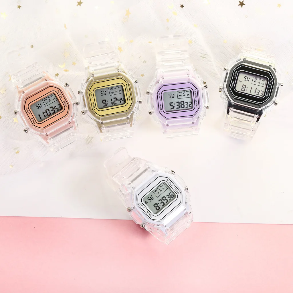 Fashion Kids Watch Simple LED Digital Watch Casual Transparent Sport Electronic Watch Boys Girls Luminous Clock montre enfant