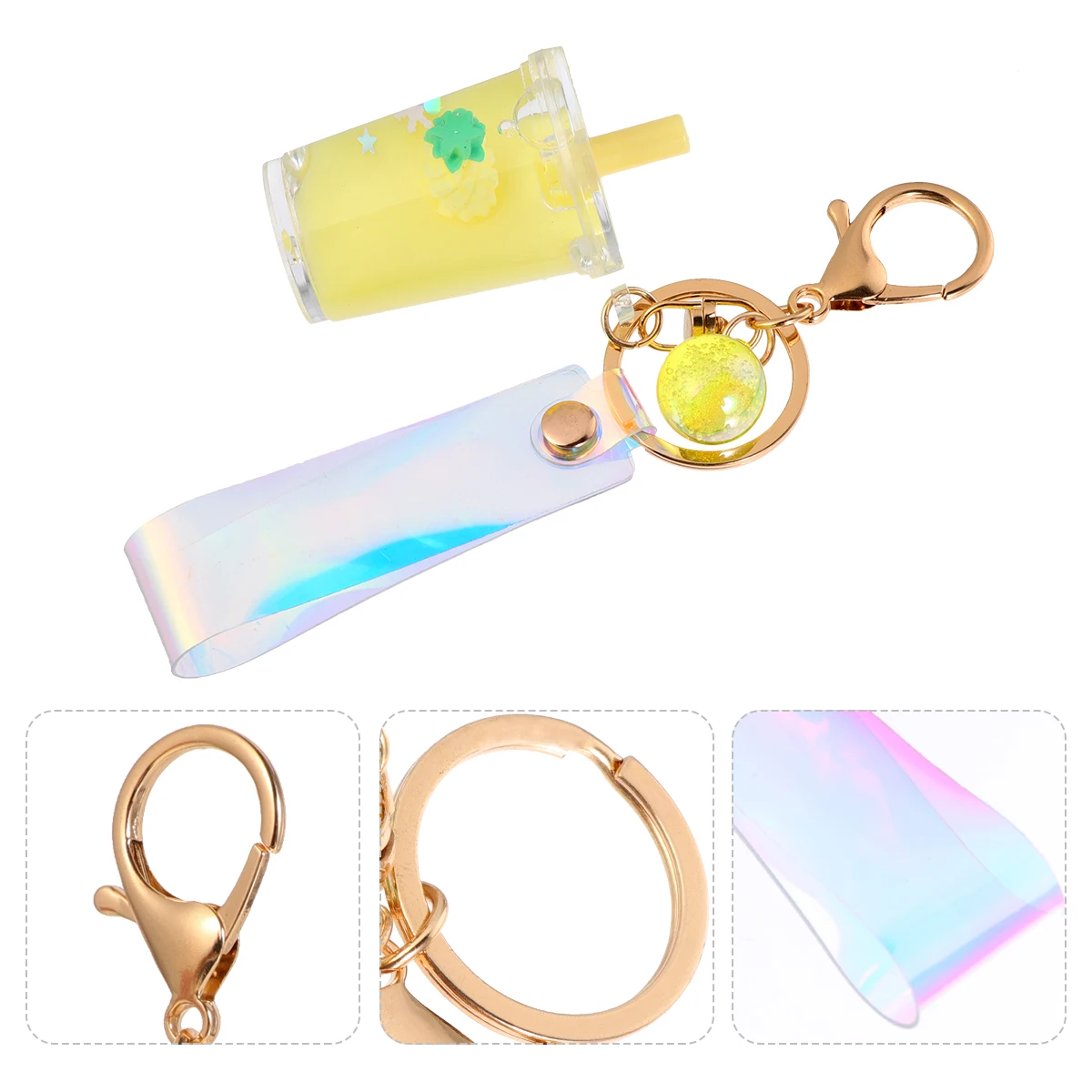 

Fruit Keychain Quicksand Bag Pendant Pink Decoration Key Ring Tote Holder Liquid Sand Fruit Keychains Accessories Gifts