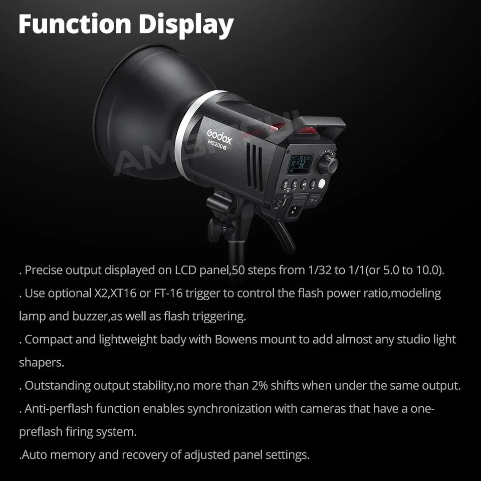 MS200V MS300V Studio Flash 200W 300W Fast Recycling LED Modeling Lamp 5600±200K for Pro Photography