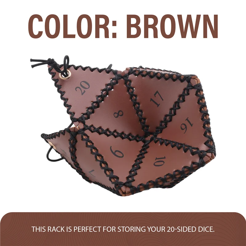 

Сумка для игральных костей из искусственной кожи D20, портативная сумка на шнурке для ролевых игр, игр, сумка для игральных костей DND, коричневый-B60B