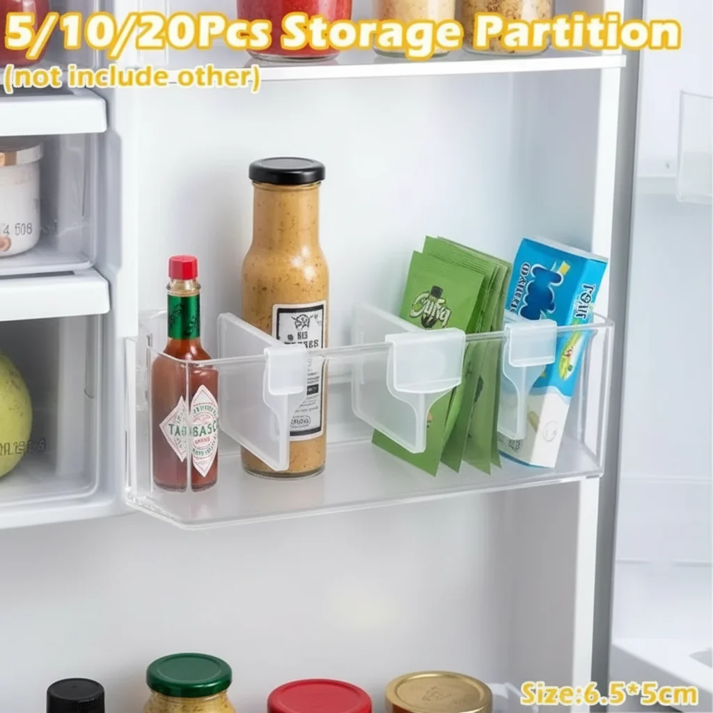 Partition Refrigerator Storage Rack Clips Kitchen Bottle Divider Organizer Assortment for Side Door