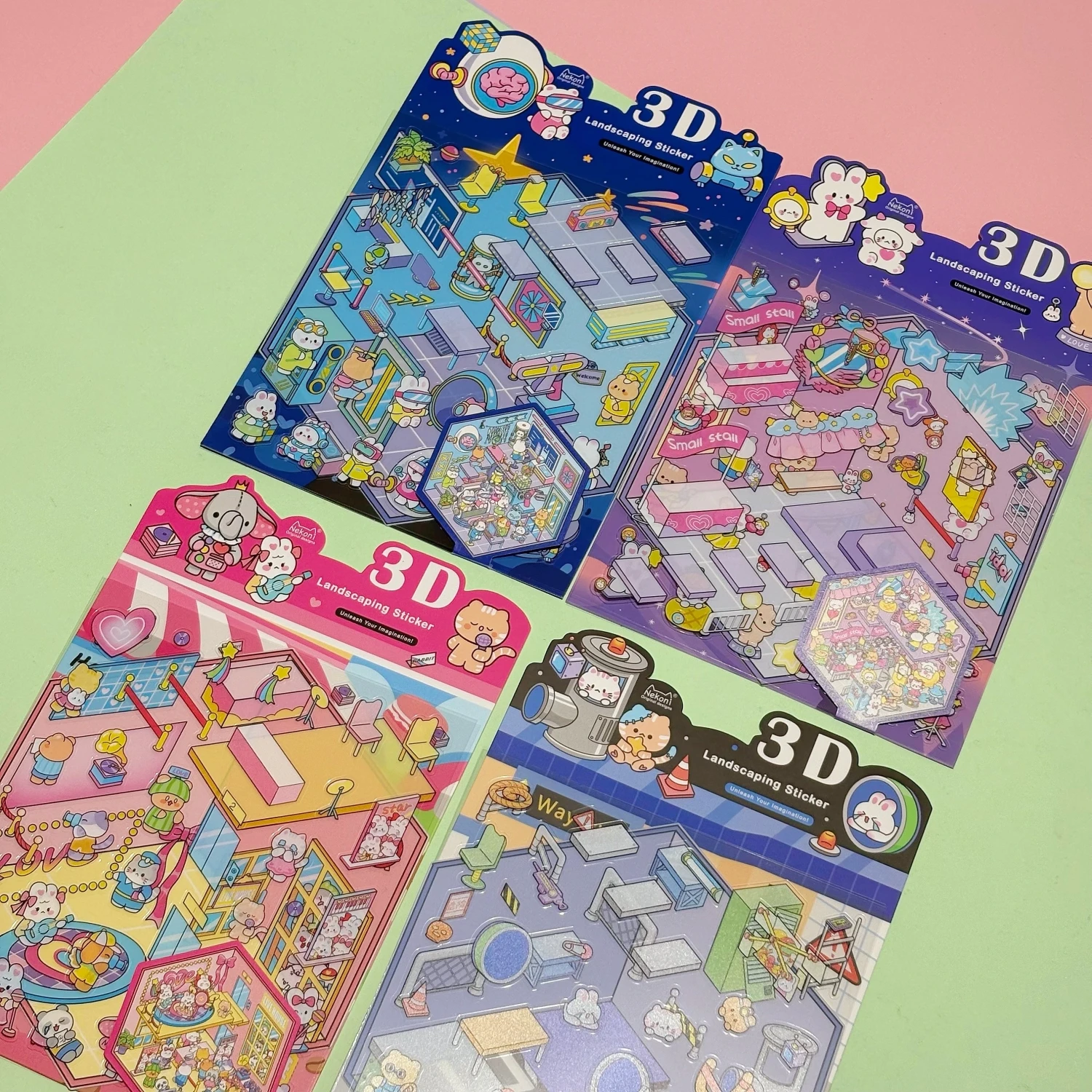 

Наклейки-пазлы NEKONI с мультяшными миниатюрными сценами для скрапбукинга, DIY-журналов, канцелярских товаров, дневников, милые стикеры, школьные принадлежности