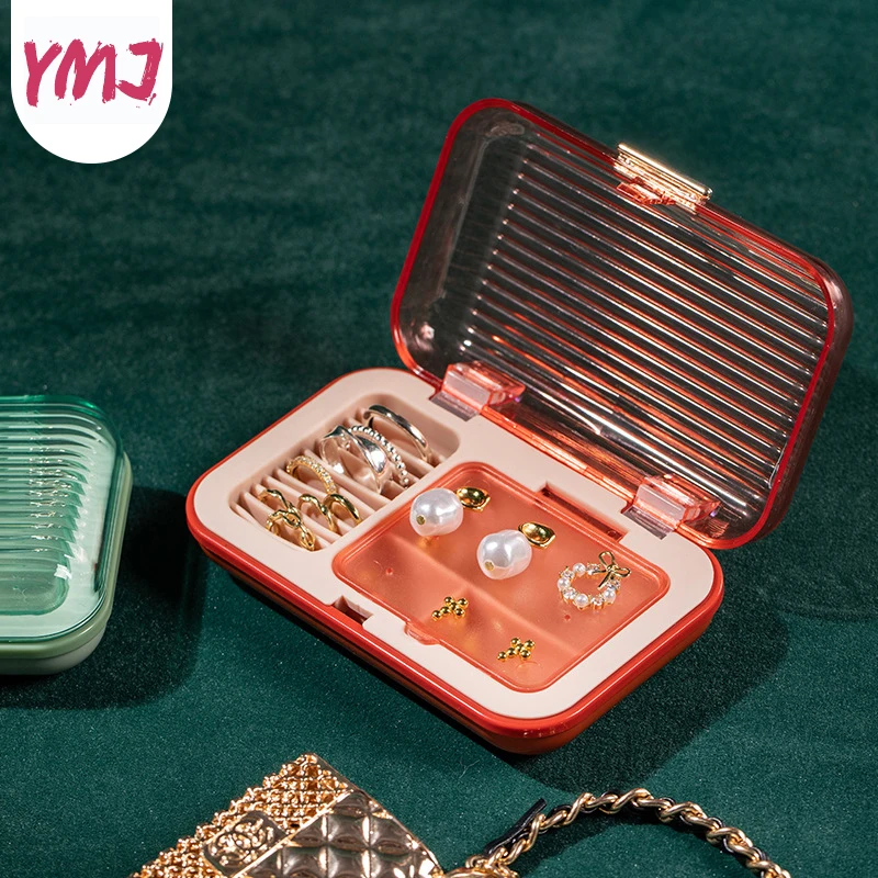 

Jewelry Organizer Display Travel Jewelry Case Boxes Portable Locket Necklace Jewelry Box Plastic TPR Storage Earring Ring Holder