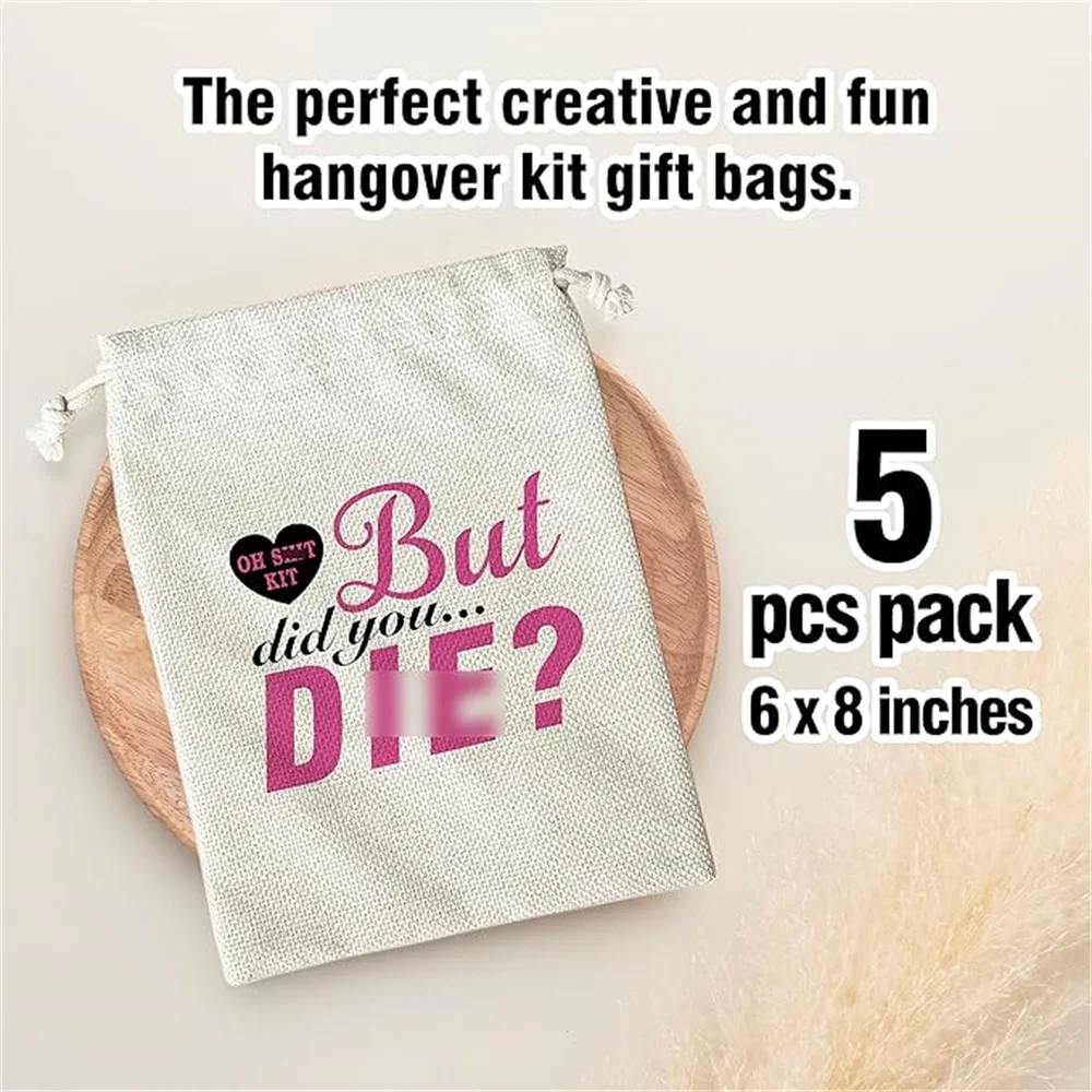 Hangover Kit Bags, But Did You Die? With Drawstring Gift Bag, for Bridal Shower, Wedding, Travel, Bachelorette Party Survival Re