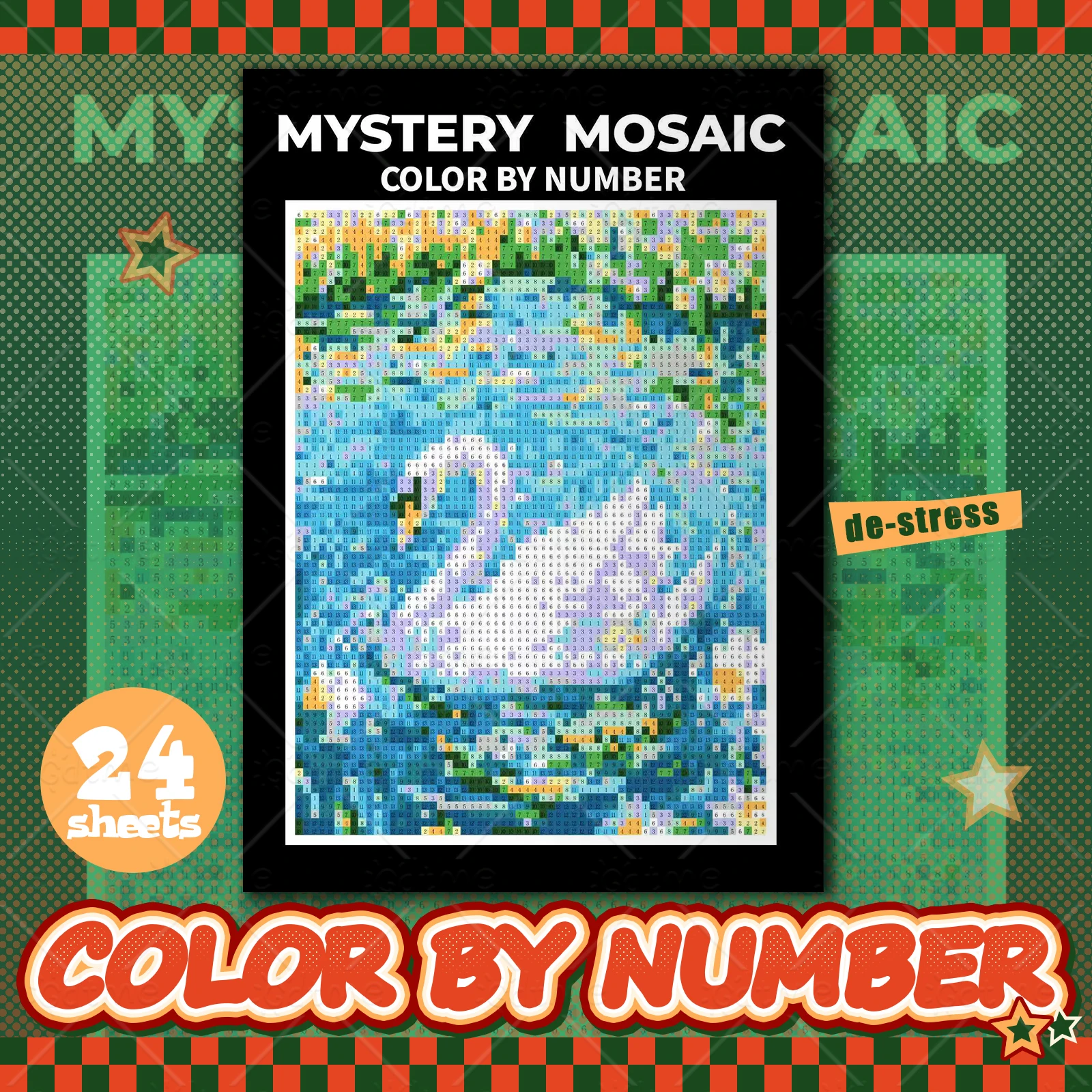 MYSTERY MOSAIC COLOR BY NUMBER Animal Artwork by Digital Adult Coloring Book DIY Painting Drawing Coloring By Num