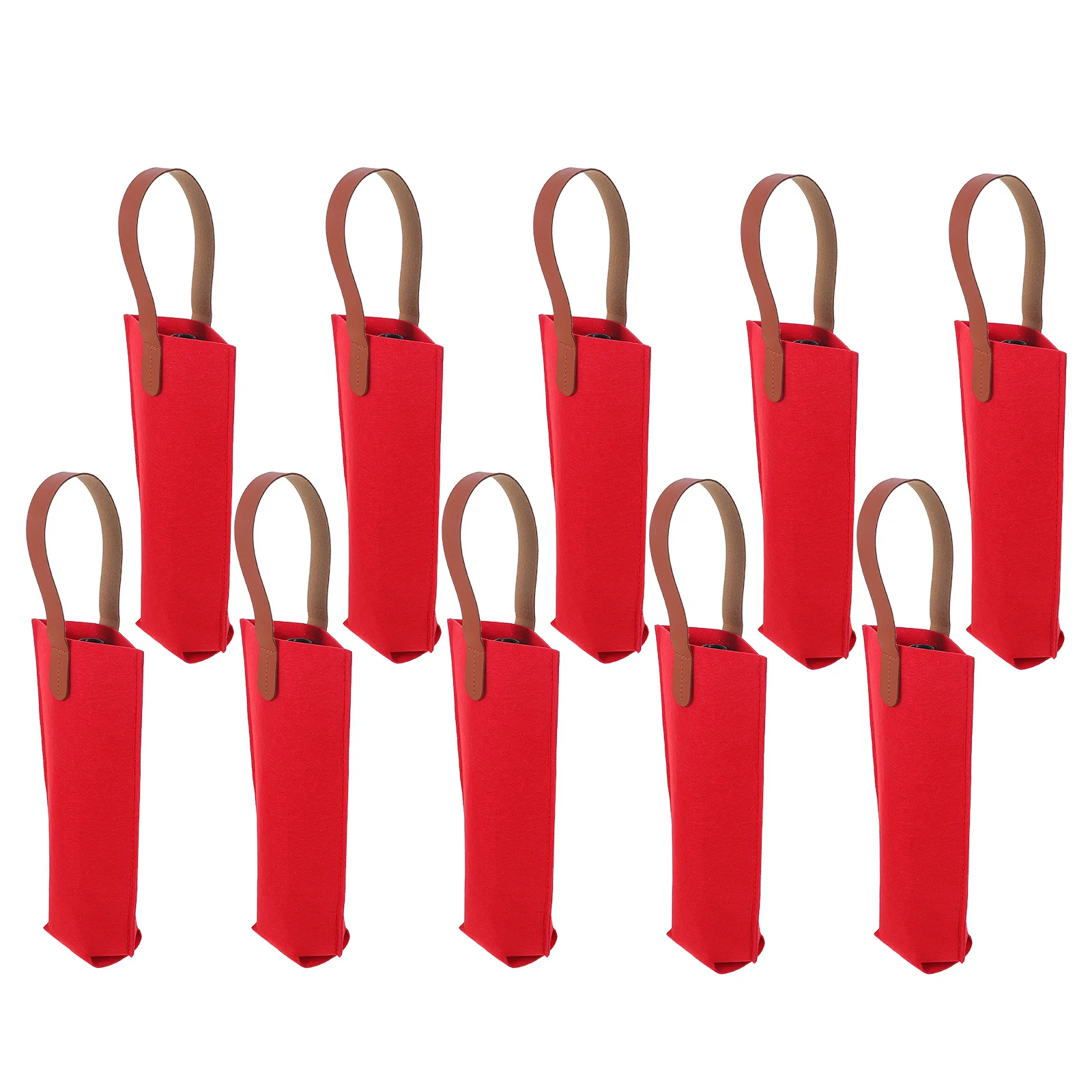 

10Pcs Felt Wine Carrier Tote Bag Portable Reusable Folding Wine Bottle Packaging Carrier for Christmas Weddings Parties Festival