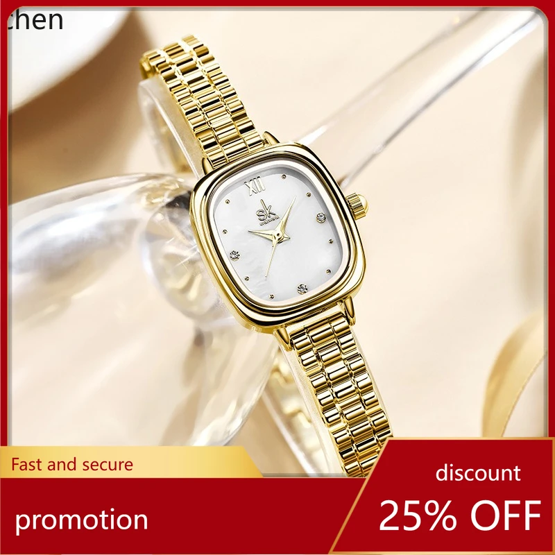 

Zml women's watch fashion steel band small square watch waterproof quartz watch