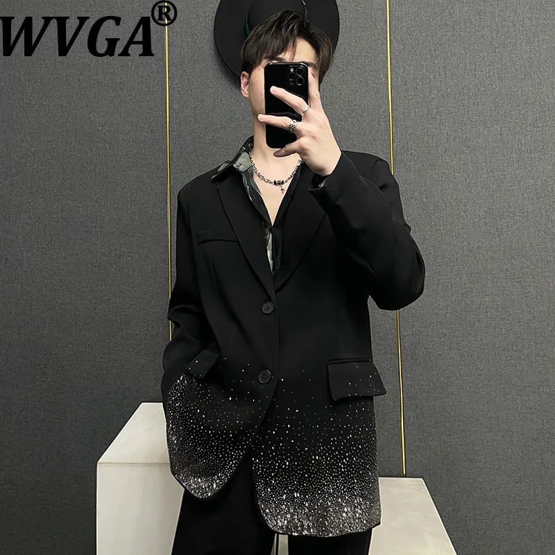 

WVGA Spring Autumn New Man Tide Heavy Hot Diamond Starry Sky Trendy Blazer Niche Chic Casual Elegant Suit Jackets Ins Y2K W12924