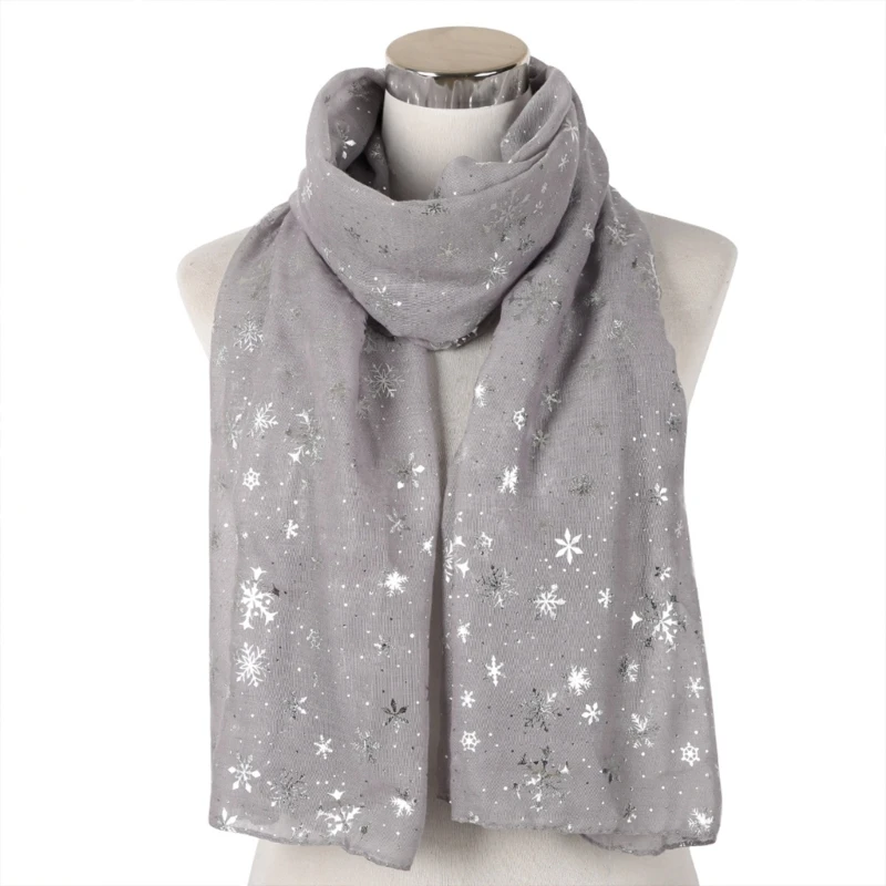 Glitter kerstsjaal voor dames ademende folieprint wintersjaal voor volwassenen Drop Shipping