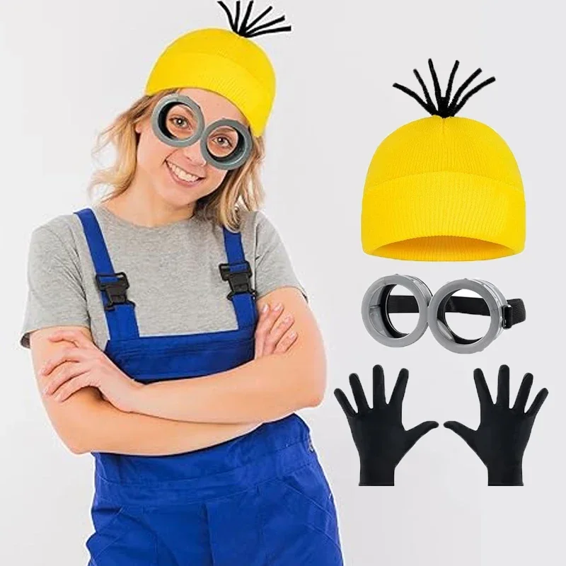 Sn55anime filme cosplay traje pequeno gorro amarelo steampunk óculos elásticos trajes de festa de halloween para adulto @ 54we