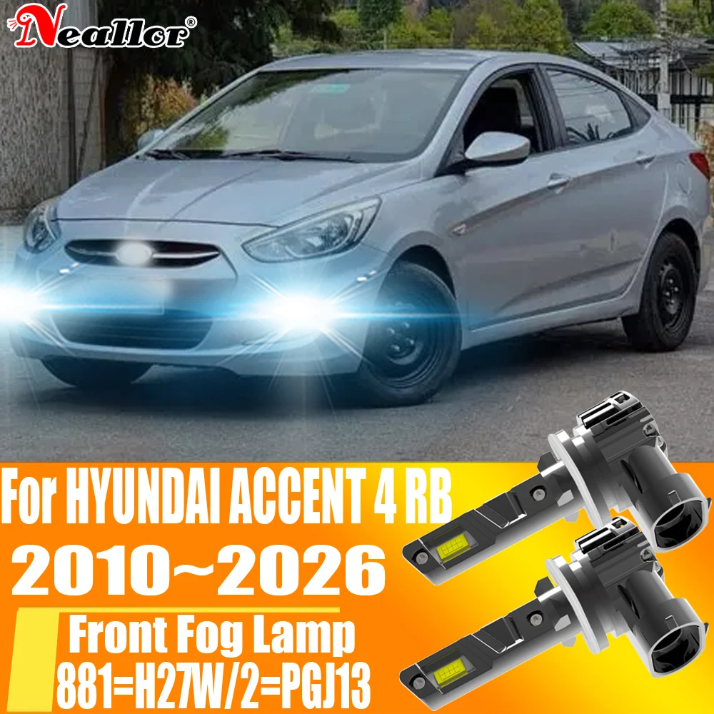 2pcs H27W/2 881 H27 PGJ13 LED Motorcycle Fog Lamp Canbus Car Turbo Diode Bulb White Headlight for Hyundai Accent 4 RB 2010-2026