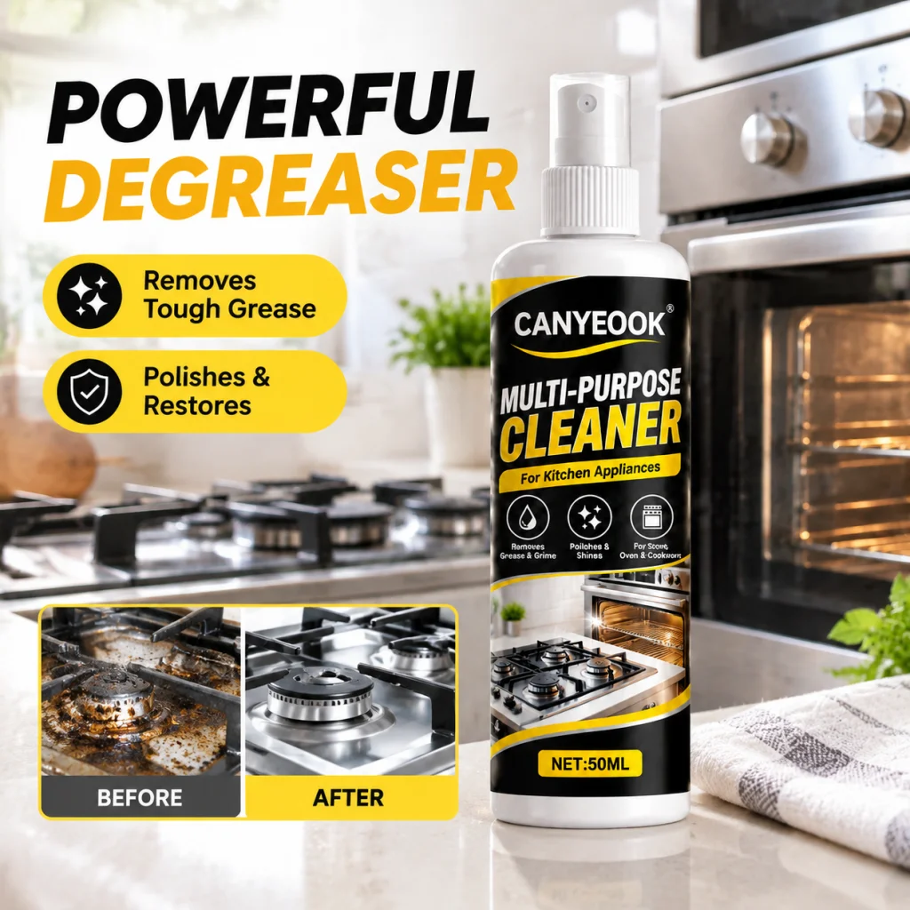 CANYEOOK 50ml Heavy Duty Kitchen Cleaner, Cuts Through Stubborn Grease & Baked-On Grime, Polishes Stoves, Ovens & Cooktops