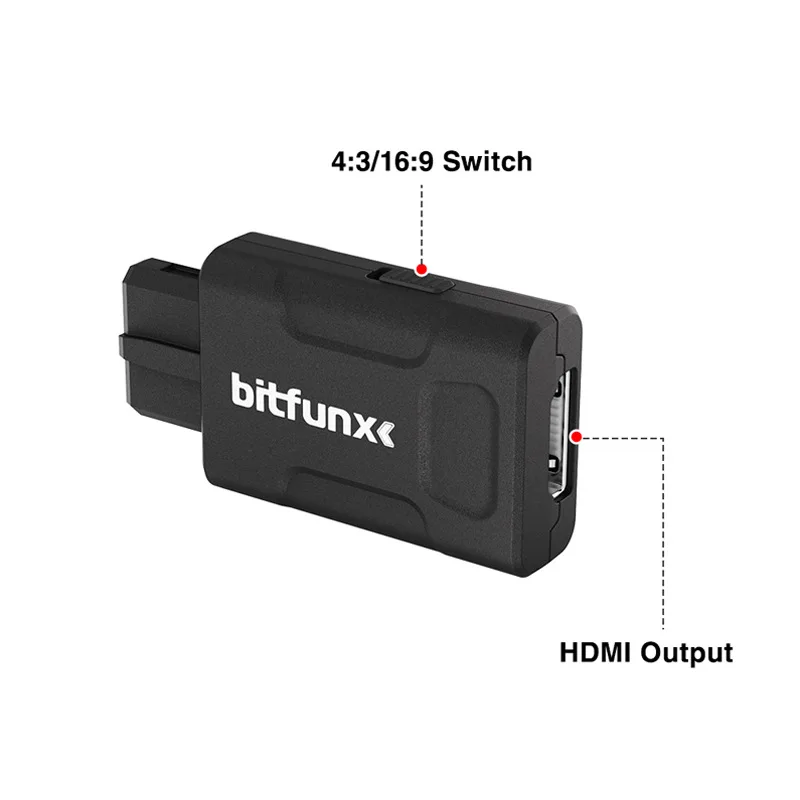 HDMI BitFunx 720P-Adapter mit 4:3/16:9 Aspenkentrationsschalter SV und Verbundeneingang HDTV-Konverter für N64/SNES/SFC/NGC-Konsolen