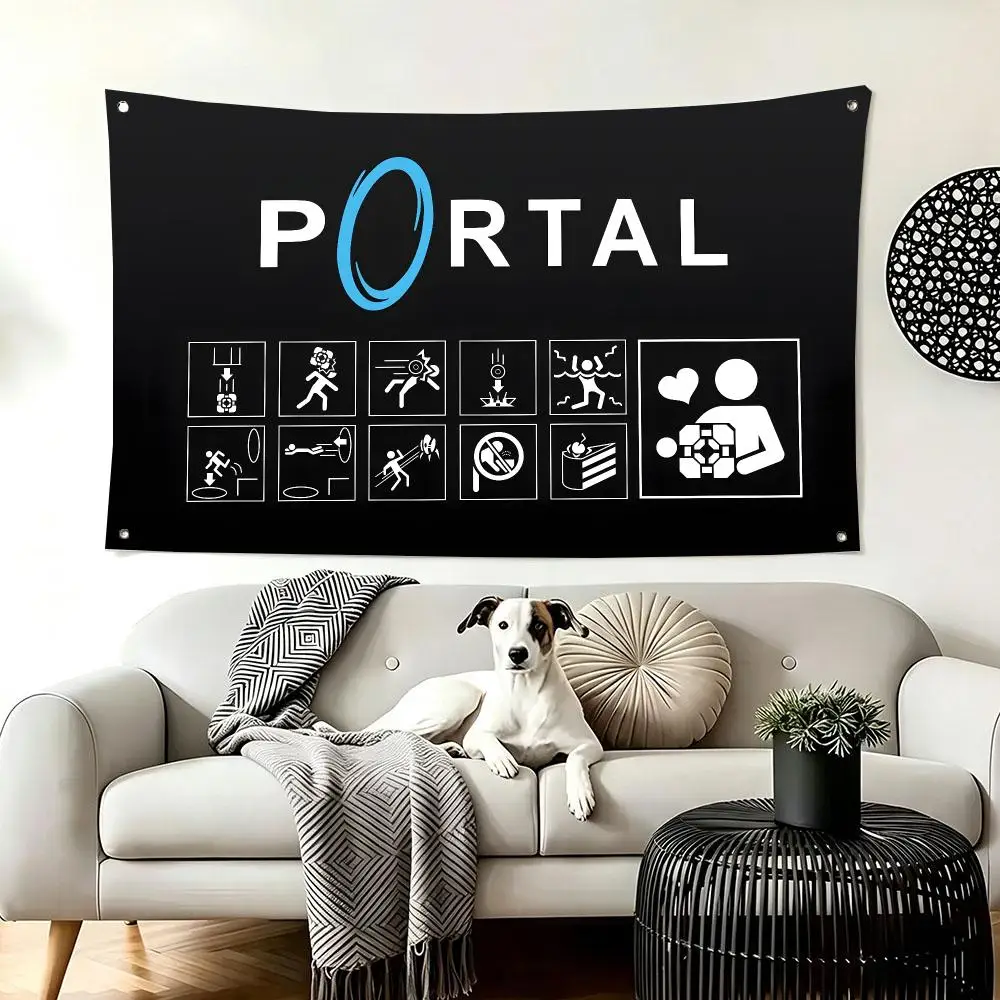 Scifi Game P-Portal Flags  For Living Room Home Dorm Decor Wall Outdoor Camping Party Banner Gifts