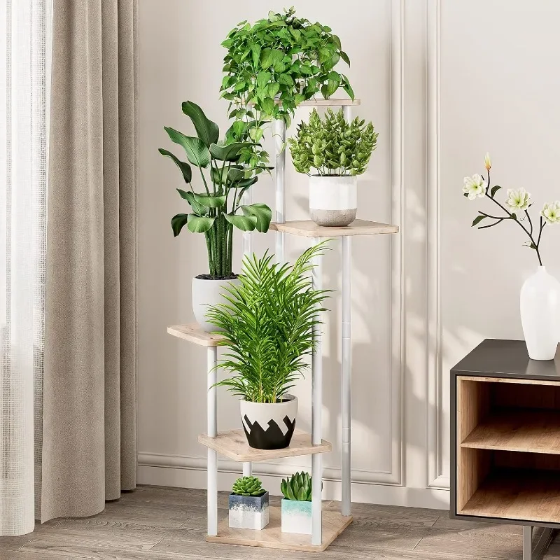 Plant Station 5 Floor Indoor Metal Flower Stand for A Variety of Plants, Corner High Flower Stand