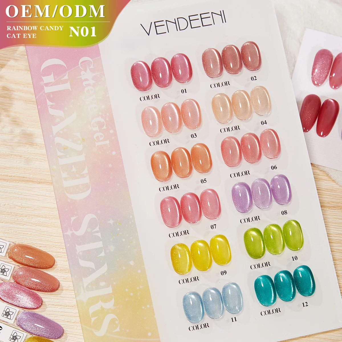 2025 Vendeeni été nouvelle tendance 12 couleurs gelée oeil de chat Gel vernis Salon de manucure Nail Art Kit offre spéciale Non toxique UV Gel personnalisé