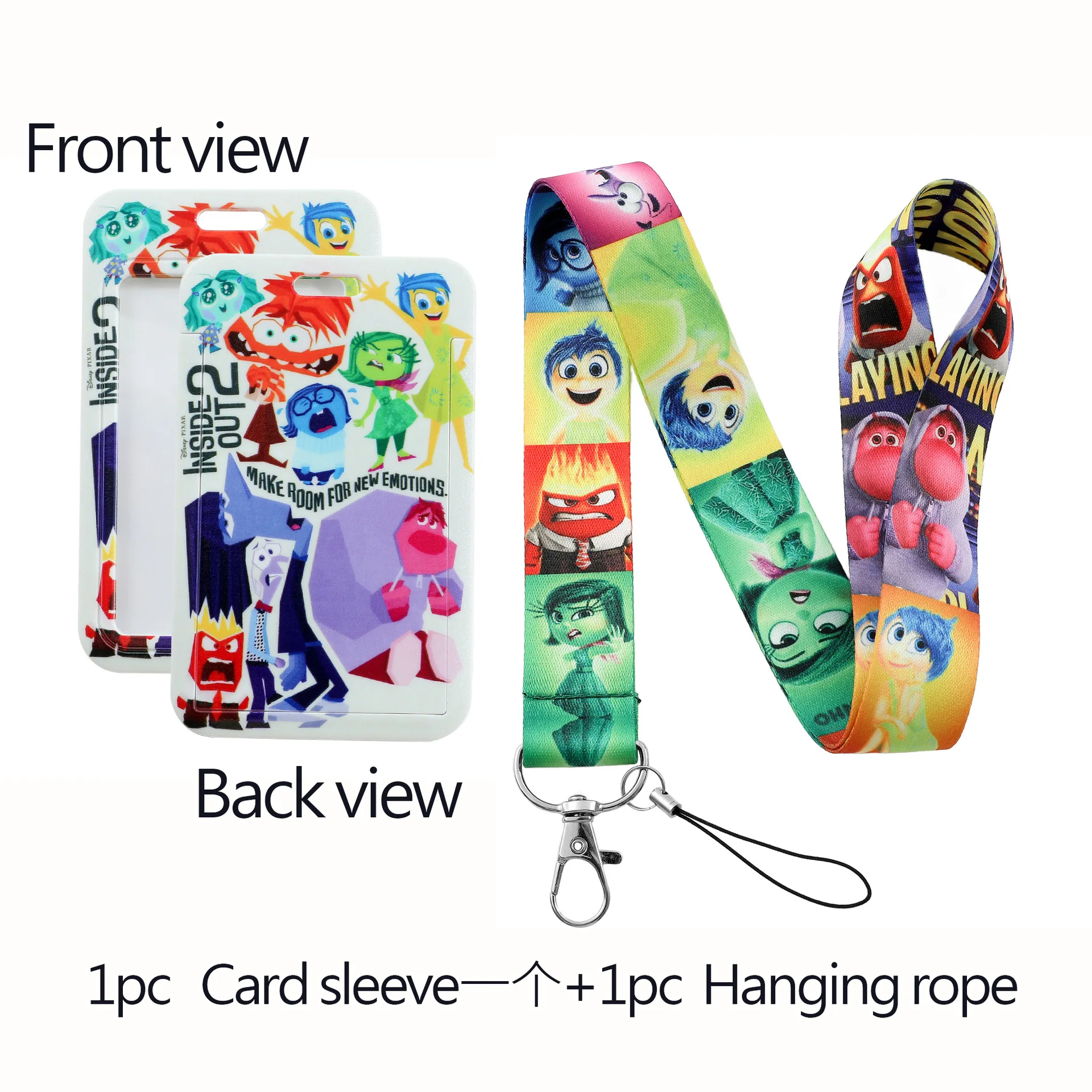 Inside out 2 Lanyards Keychain Cartoon Lanyards for Key Neck Strap For Card Cover Accessories Kids Student Pendant Gifts