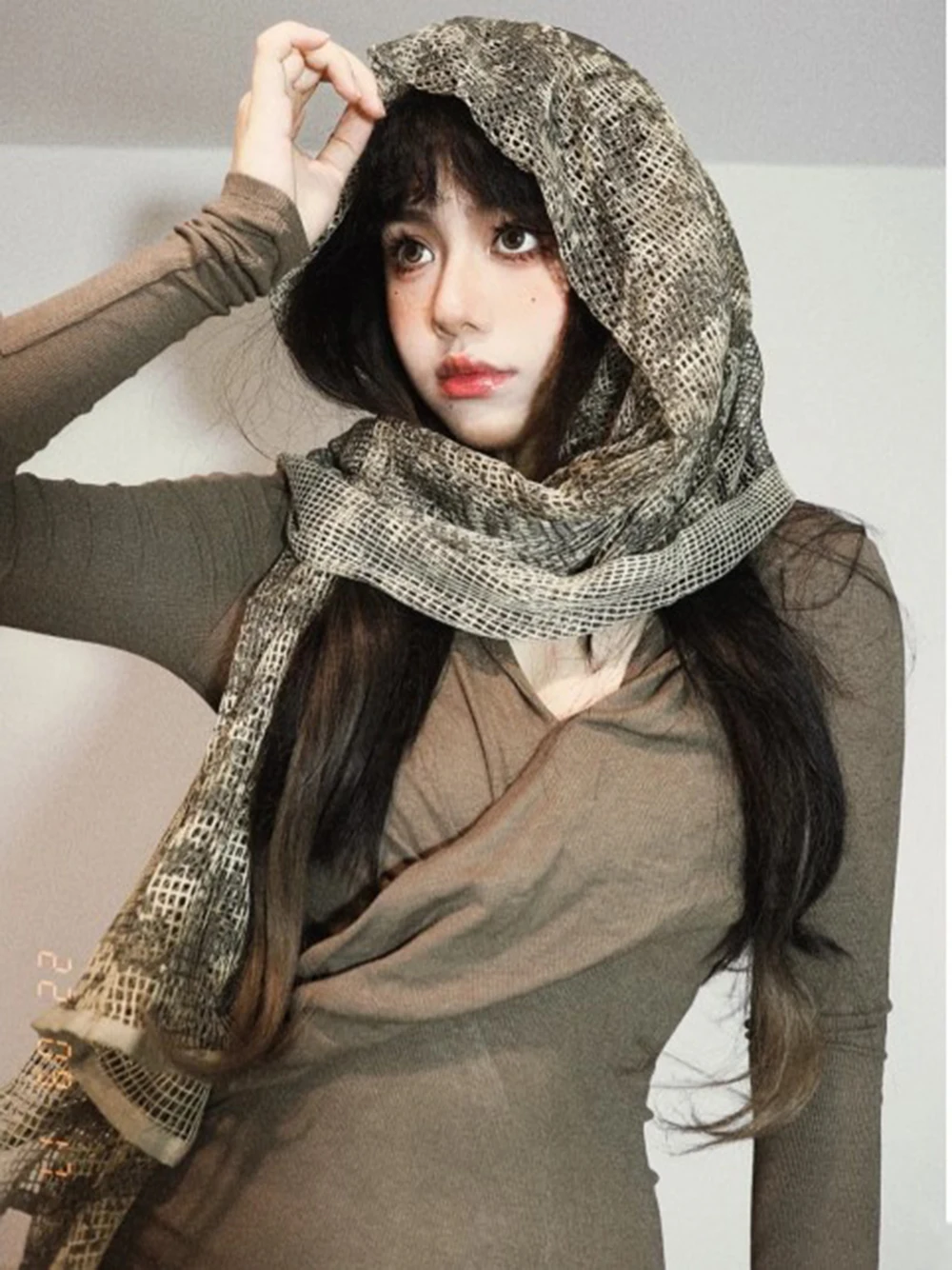 

Пряная девушка, послеапокалиптический камуфляжный шарф в стиле панк, платок, маска для лица, пылезащитный солнцезащитный крем, аксессуар для уличной моды в стиле хип-хоп