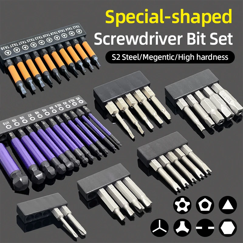 مفك بت مجموعة S2 الصلب 1/4Hex المغناطيسي مفك مسامير مثقاب الخشب إصلاح DIY بها بنفسك أدوات يدوية U على شكل/دراجة/Y-نوع/نجمة/مثلث