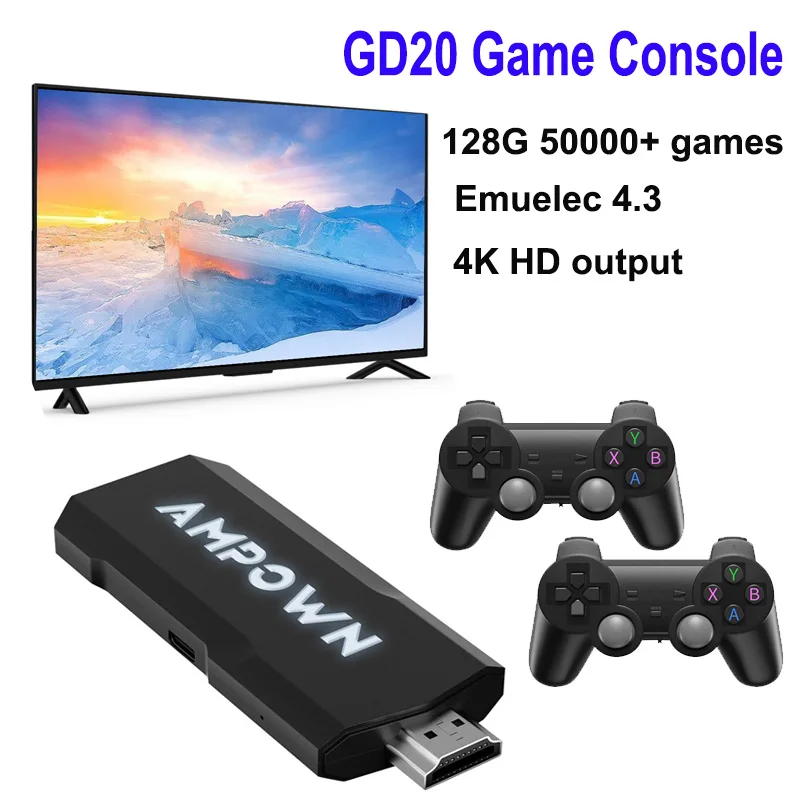 GD20 4K Game Stick Retro Console Built In 30000+ Games HD Output Wireless Gamepad Electronic Emulators Gaming Consola Video Game