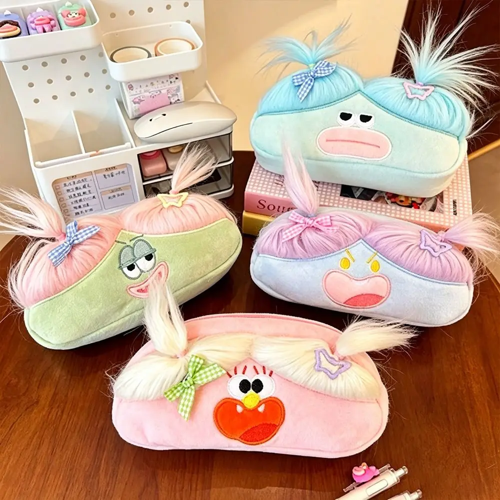 Funny Pencil Case Cute Ugly with Ponytail Hair Pen Bag Stationery Bag Gift