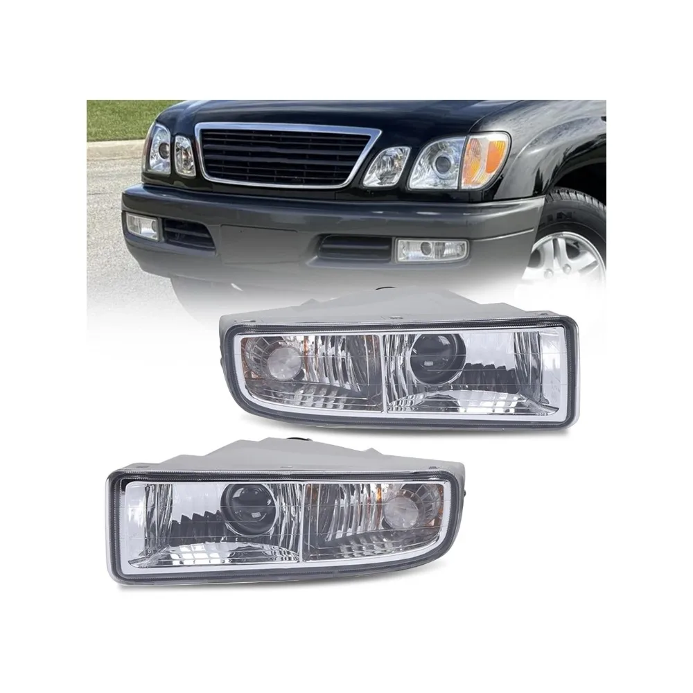 1Pair Halogen Fog Lights - 12V 55W Clear Lens, ABS+PC Injection Molding, Front Left Right Bumper Direct Replacement with Bulbs