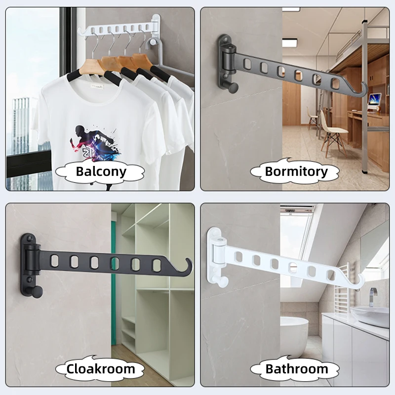 Foldable Clothes Rack Drying Clothes Hanger Wall Mounted Drying Rack Aluminum Clothes Organization WB3028