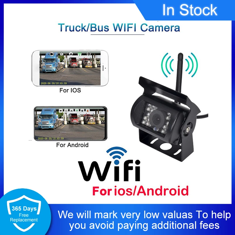 

WiFi Wireless Truck Bus Car Rear View Camera 12V~24V Automobile LED Reverse HD Night Vision Waterproof Backup Camera