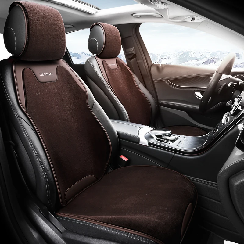

1pc Luxury Plush Winter Car Seat Covers Napa Leather Soft Warm Comfortable Good Insulation Breathable Bottom Holes Universal Fit