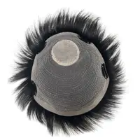 Peluquín corto de cabello humano Real con 4 Clips para hombres, peluca protésica de calvicie, sistema de reemplazo de cabello masculino