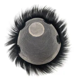 Short Real Human Hair Toupee with 4 Clips for Men's Baldness Prosthetic Wig Male Hair Replacement System Piece