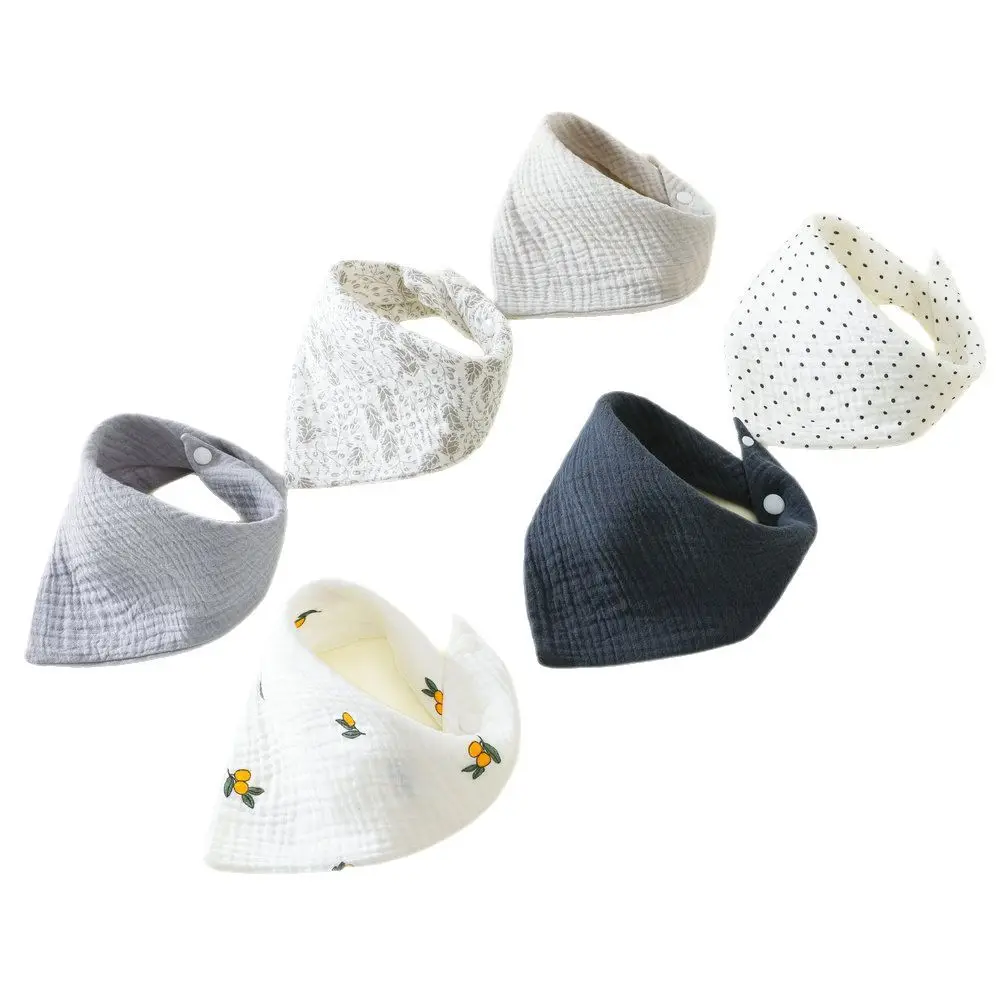 Ensemble de bavoirs en coton pour bébé, 6 pièces, serviette de bave pour nouveau-né, 2 couches de gaze, mousseline, alimentation triangulaire, serviette de salive, tissus doux pour rots