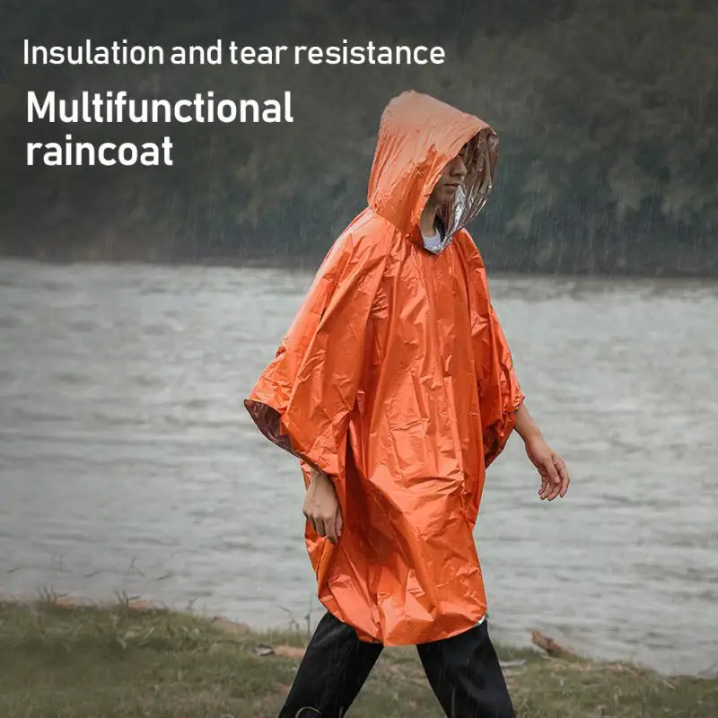 Outdoor Multifunction Raincoat Camping Raincoat Waterproof Survival Emergency Reflective Clothing  Motorcycle Riding Equipment