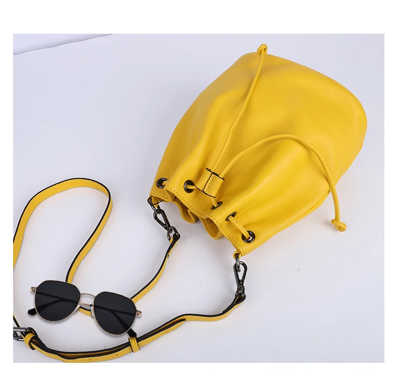 New Genuine Leather Bag, Bucket Bag, Multifunctional Handheld Small Handbag, Fashionable Single Shoulder Crossbody Bag For Women