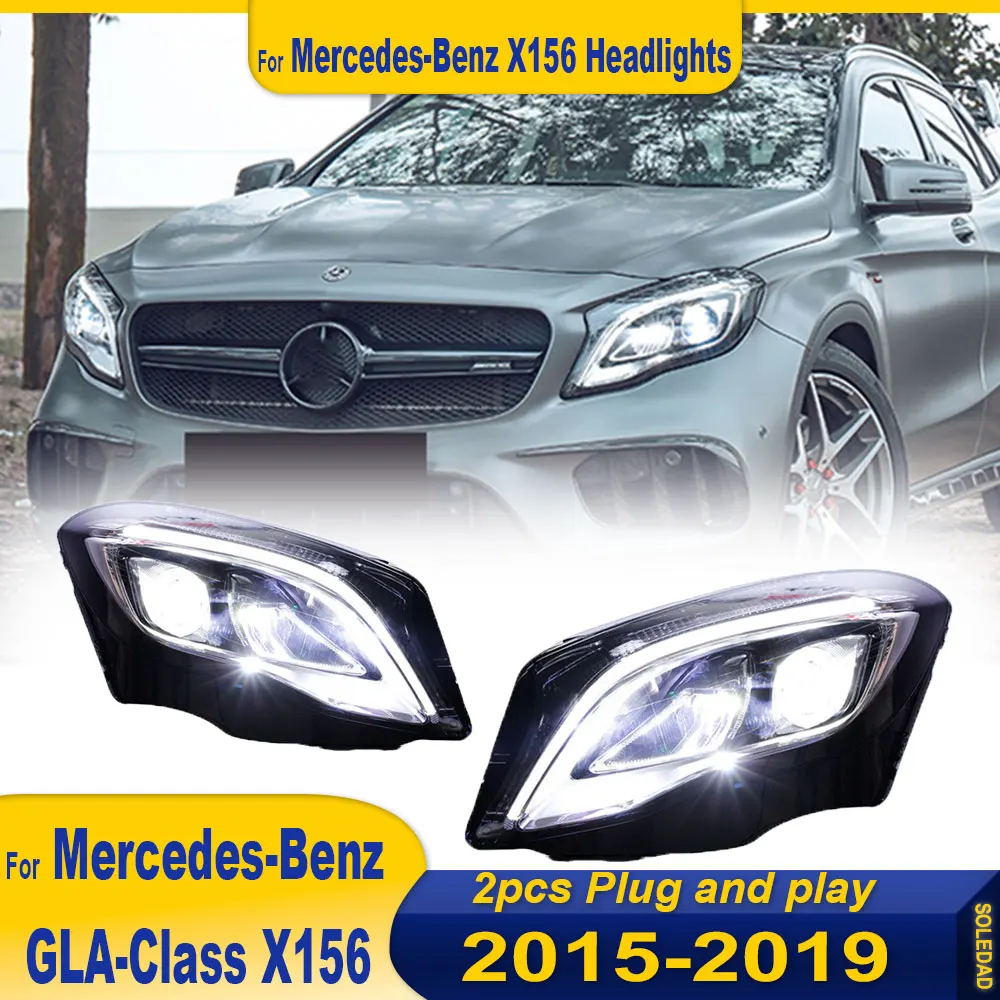 Pair Head lamp Assembly for Benz GLA W156 2015-2019 X156 Headlights LED DRL Turning Animation Front HeadLights Plug and Play